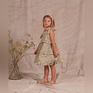 Rylee and Cru Girls Golden Ditsy Ruffle Swing Dress Size 6-7 Years